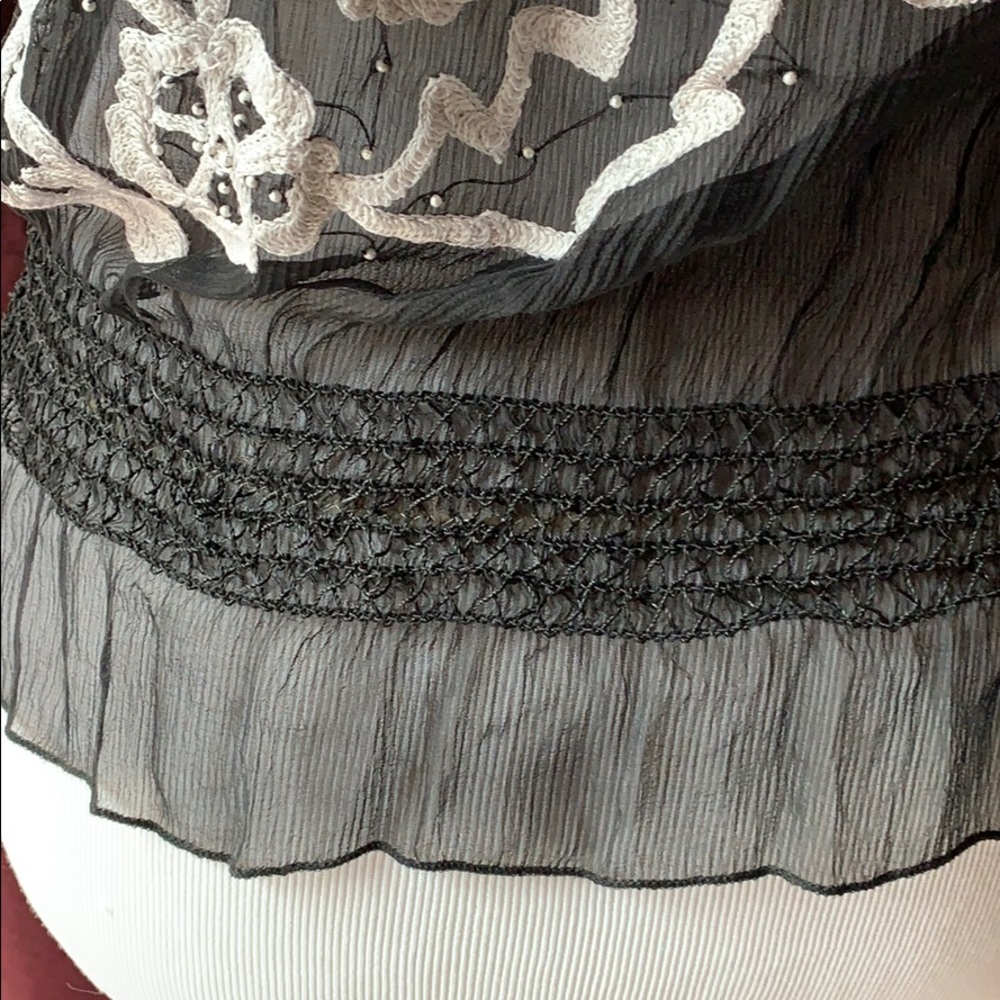 Cache embroidered sheer silk top - Picture 5 of 8